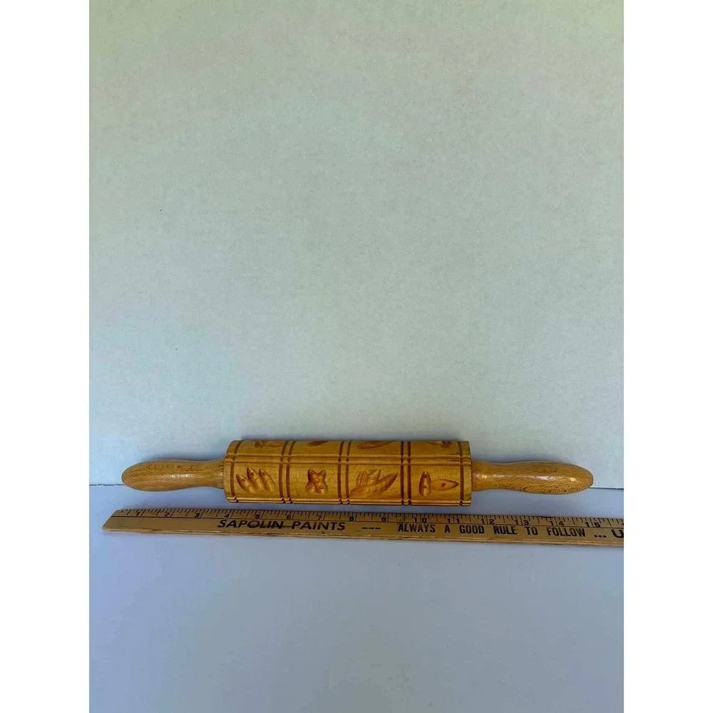 Vintage Springerle Rolling Pin 14.25